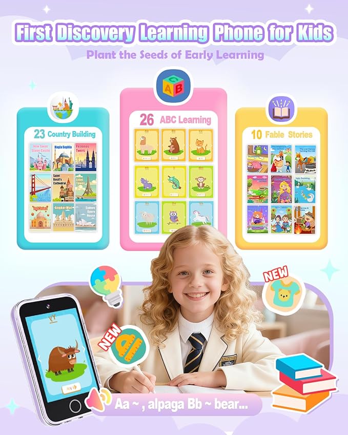 Kids Smart Phone for Girls,Toddler Christmas Birthday Gifts 3 4 5 6 7 8 Year Old Girl, 3.5 Inch Touchscreen Kids Phone Learning Toys for kid Ages 3-8,Dual Camera,Music Player,Puzzle Game,Habit Tracker