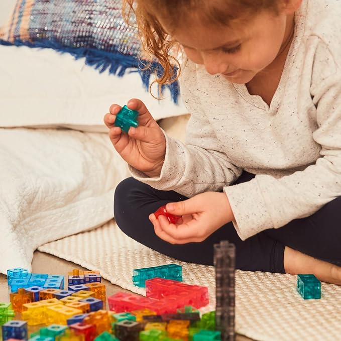 edxeducation Translucent Linking Cubes - Construction Toy for Early Math - Set of 100 - 0.8 Inch - Light Table Toy - Elementary + Preschool Learning