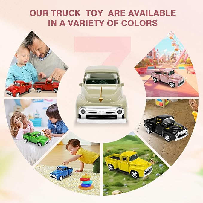 Little Beige Truck Toy for Toddlers 2 3 4 5 6 7 8 Year Old Boys Girls,1:32 Alloy Toddlers Car Toy Driveable,Car Door Can Open,Toy Trucks for Kids Easter Christmas Birthday Gifts