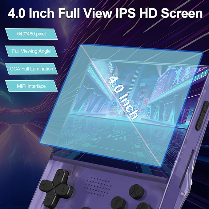 R40S Pro+ Handheld Game Console, 18000+ in 1 Games Mini Retro Video Console, 3.5-Inch IPS Screen,128GB TF Memory Memory,Built in 45+ Emulators,3800mAh Battery (Purple 128G) (Purple)