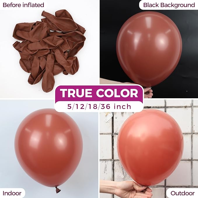 Bezente Dark Brown Latex Party Balloons - 100 Pack 12 inch Round Helium Boho Neutral Coffee Tan Balloons for Graduation Birthday Boy Gender Reveal Jungle Safari Woodland Fall Party Decorations