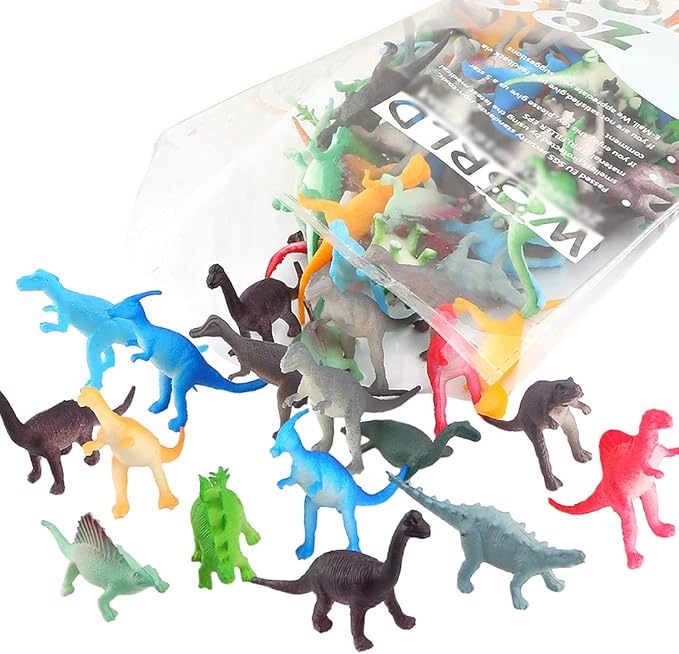 82 Piece Mini Dinosaur Toy Set for Dino Party Favor Supplies Birthday Cupcake Toppers - Assorted Vinyl Plastic Figure Toys for Kids Toddler Pinata Filler School Carnival Prize Bulk Goodie Bag Stuffers