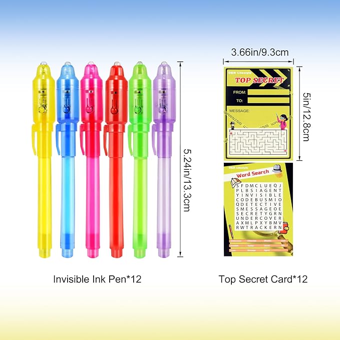D&N Lifestyle Invisible Ink Pens for Kids, 10-Pack UV Blacklight Pens with Activity Cards & Gift Bags, Valentine’s Day Classroom Gifts & Party Favors