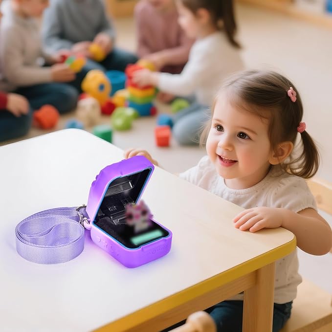 Silicone Cover Case Compatible with Bitzee Magicals Interactive Toy Digital Pet, Protective Sleeve Skin with Detachable Shoulder Strap for Bitzee Virtual Electronic Pets & Accessories(Bag Only)-Purple