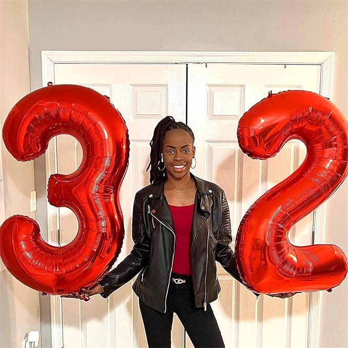 3rd Birthday Number Balloons for Girls Kids, 40 Inch Red Number Balloons 3 Large for 3rd 30th Birthday Party Decorations, Self Inflating Balloons Anniversary Graduation Party Decor Men Supplies