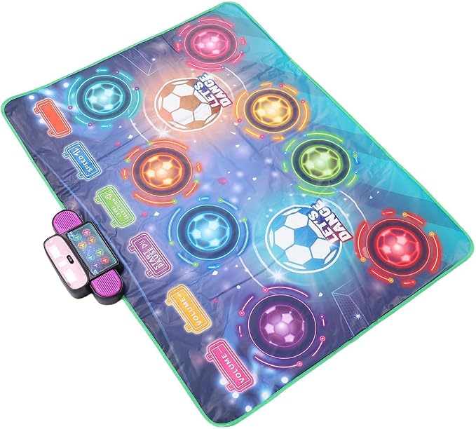 Double Player Dance Mat, Interactive Electronic Dance Pad with Music and Challenging Levels, 105.5x80cm, 2 Player Kids Game Mat for Family Fun