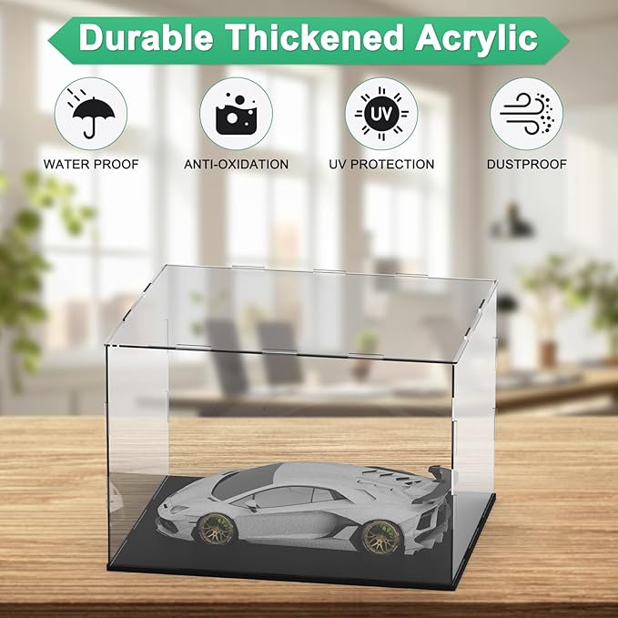 Clear Acrylic Display Case, 12 x 10 x 8 Inch Assemble Acrylic Display Box Rectangular Dustproof for Action Figures/Model/Statues/Collectibles/Doll/Toys/Home Storage