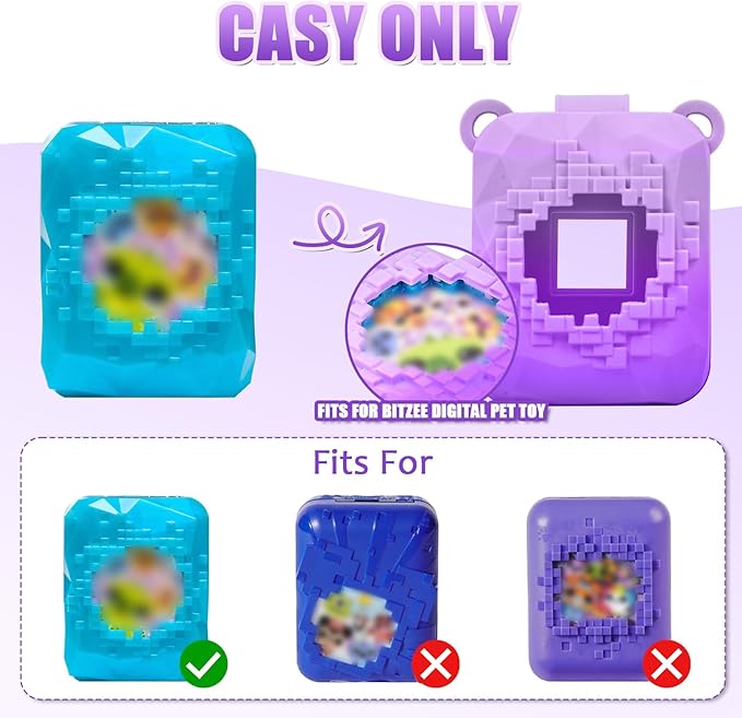 Silicone Cover Case Compatible with Bitzee Magicals Interactive Toy Digital Pet, Protective Sleeve Skin with Detachable Shoulder Strap for Bitzee Virtual Electronic Pets & Accessories(Bag Only)-Purple