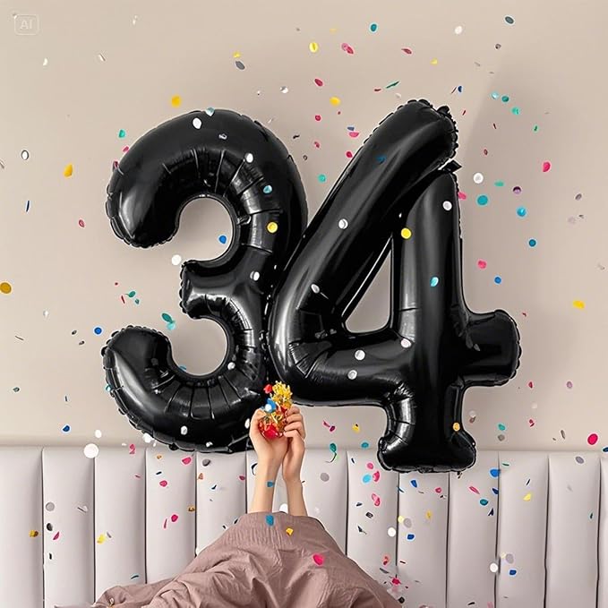 40 Inch Black Number 40 Digital Balloon,Jumbo Mylar Foil Helium Balloon for 40 Balloons for Birthday Party,Wedding Anniversary Party Decorations