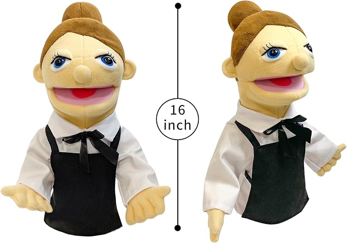 16" Puppets Entriloquist Puppet,Hand Puppets for Kids Plush Waiter Puppets for Adults with Removable Mouth Pupp et for Kids Ages 4-8，Hand Puppe t for Adults with Scalable Puppet Control Rod
