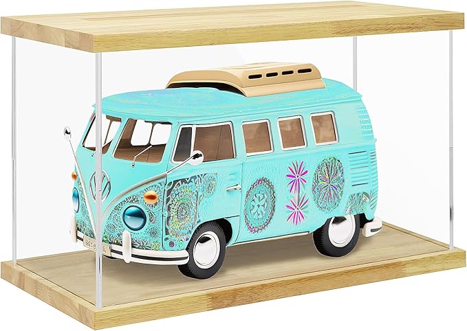 BenchPro Clear Acrylic Display Case for Trophy, Collectibles, Assemble Cube Display Box Stand Dust Proof Protection Showcase for Action Figures Toys. (1" Thick Wood, 16" H x 24" L x 12" D)
