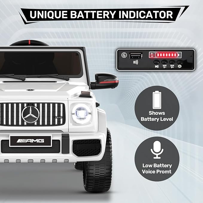 ANPABO Licensed Mercedes-Benz G63 Car for Kids, 12V Ride on Car w/Parent Remote Control, LED Headlights, Music Player & Horn, Soft Start, Low Battery Prompt, Kids Electric Car, White