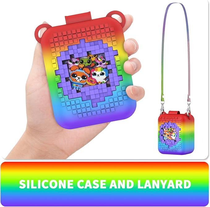 Soft Silicone Case for Bitzee Interactive Toy Digital Pet, Shockproof and Protective Carrying Case for Bitzee Interactive Electronic Pets with Lanyard (Rainbow)