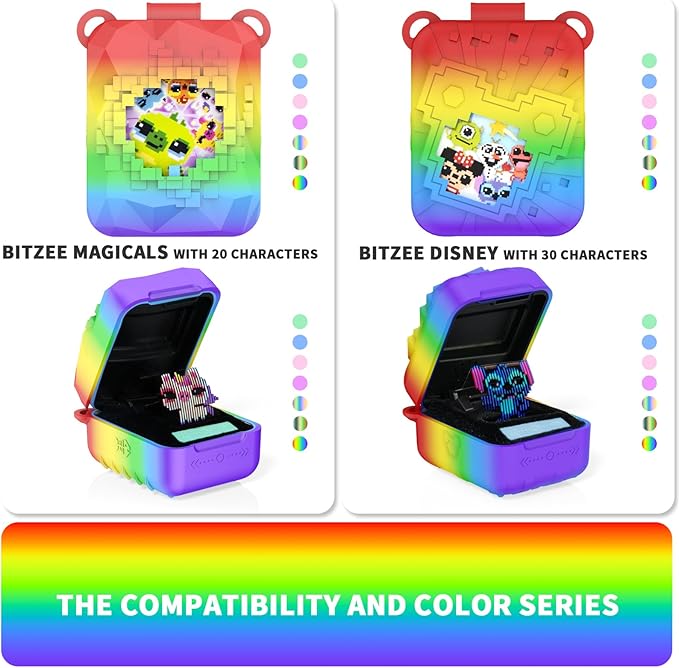 Soft Silicone Case for Bitzee Magicals Interactive Toy Digital Pet, Shockproof and Protective Carrying Case for Bitzee Magicals Virtual Electronic Pets with Lanyard (Rainbow)