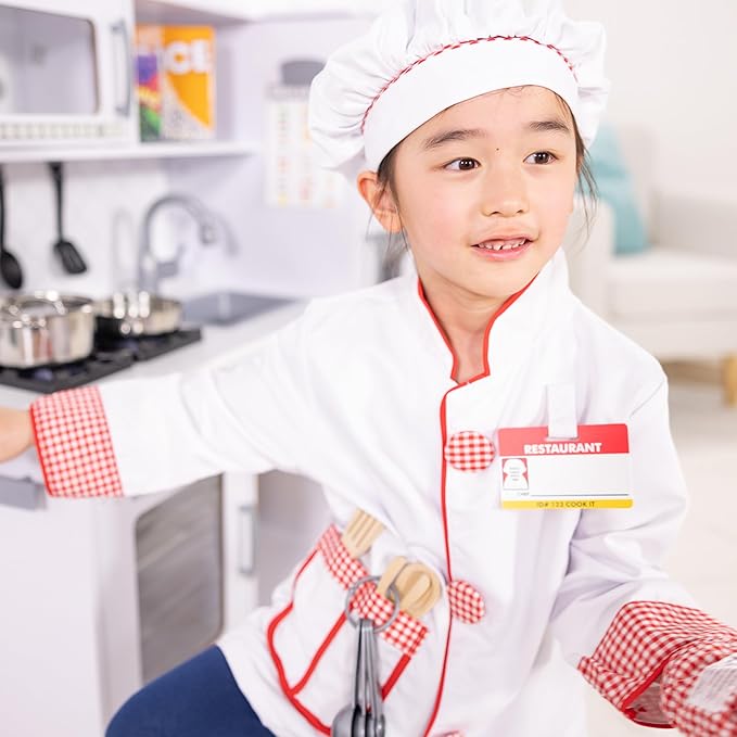 Melissa & Doug Chef Role Play Costume Dress-Up Set (8-Piece) - Chef's Jacket, Hat, Name Tag - Pretend Chef Dress up Outift with Realistic Accessories, Kids Dress Up for Toddlers & Children Ages 3+