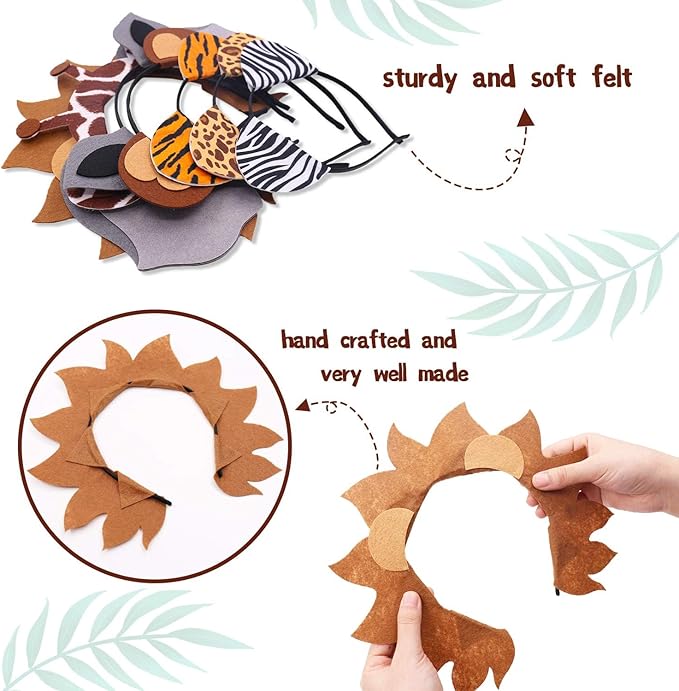 CiyvoLyeen Animals Ears Headbands Birthday Jungle Safari Zoo Party Favor Monkey Rhinoceros Elephant Hair Hoop for Kids