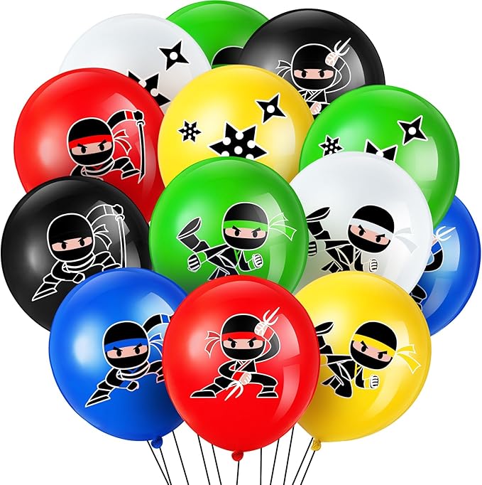 Deekin 60 Pcs Ninja Balloons for Kids Ninja Birthday Party Decorations for baby shower Supplies toddler Birthday Party Favors Centerpiece, Latex Balloons(Multicolor)