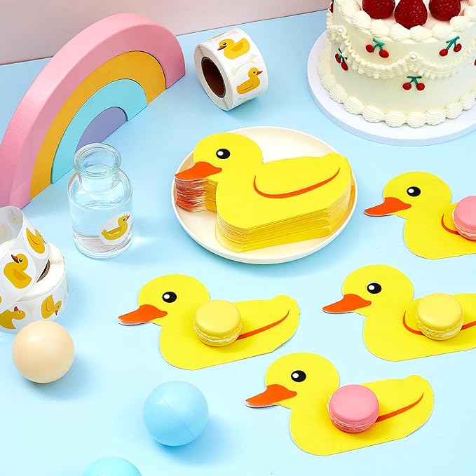 Henoyso 100 Pcs Rubber Duck Paper Napkins Cute Party Napkins Rubber Duck Party Supplies for Birthday Baby Shower Dinner Picnic Summer Table Decorations Favors