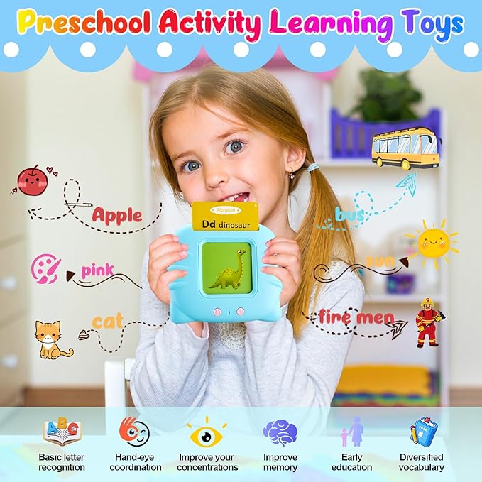 Talking Flash Cards for Toddlers 1-5 Years Old, Pocket Speech Therapy & Autism Sensory Toy with 336 Sight Words, Montessori Educational Learning Device Gift
