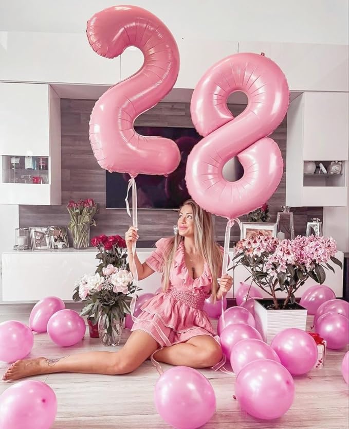 Number Balloons 40, 40 Inch Pastel Pink 40th Birthday Decoration for Women & Men, Large Foil Party Decorations for Engagement Celebration Memorial Day's Supplies