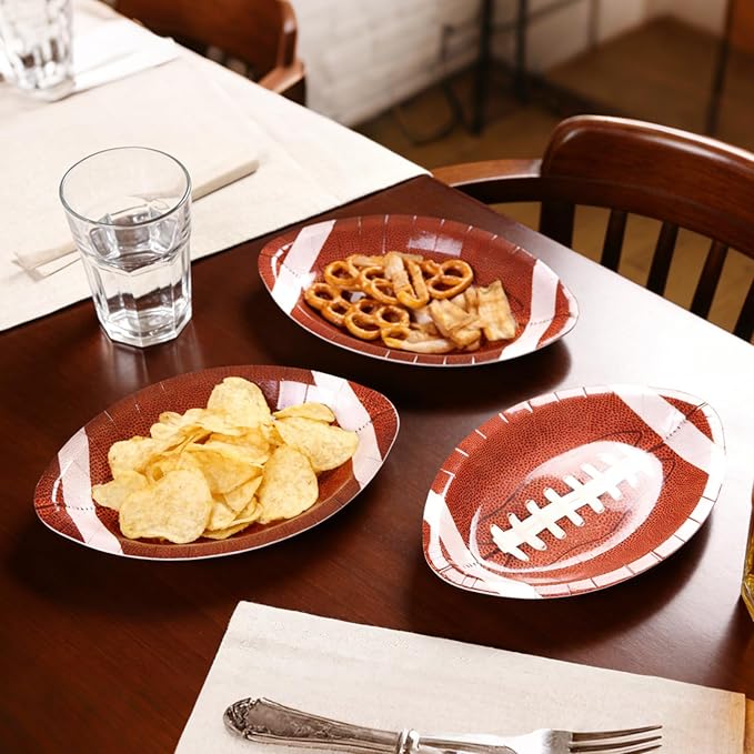 50Pcs Football Paper Plates Party Supplies - Football-Shaped Disposable Dessert Paper Plates for Sports Events, Touchdown and Birthday Party Decoration