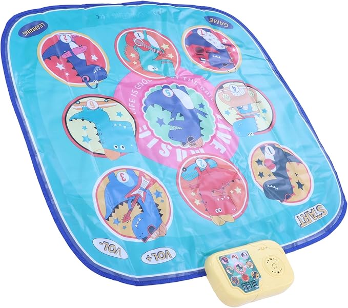 Musical Dance Pad, Dance Mat, Electronic Music Pad for Kids, Toddlers, Foldable Levels Dinosaur Challenge, with Bright Colors,