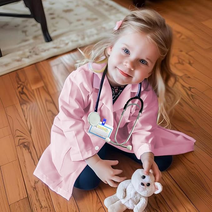 RioRand Kids' Doctor Lab Coat Costume with Accessories Role Play for Boys Girls Playset Nurse Costume Age 3-12