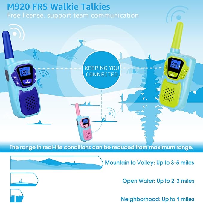 Walkie Talkies for Kids Adults Long Range Rechargeable 3 Pack, FRS 2 Way Radio Toy for 3-12 Year Old Boys Girls Toddlers, Shockproof NOAA Walkie-Talkie for Family Camping Skiing Cruise