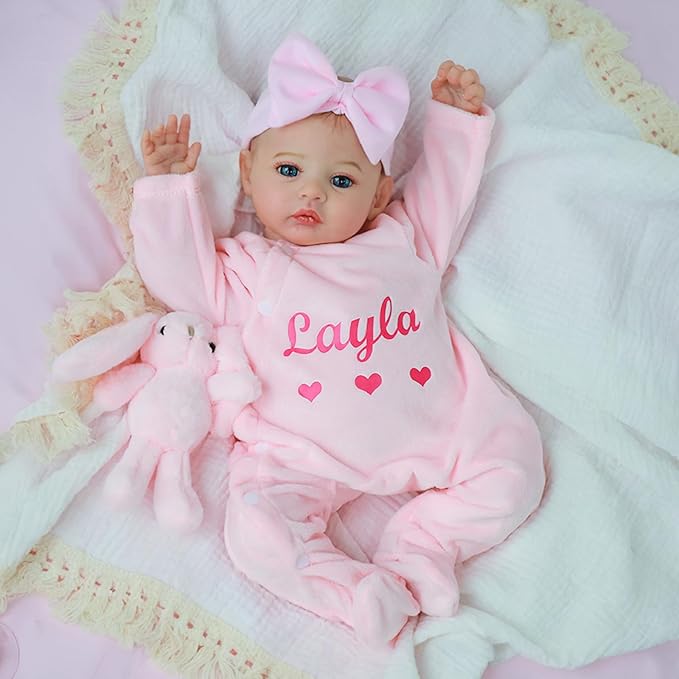 Realistic Reborn Baby Dolls – 18-Inch Lifelike Newborn Baby Doll with Open Eyes, Poseable Handmade Real Life Baby Doll, Gift Set with Accessories for Kids Ages 3+