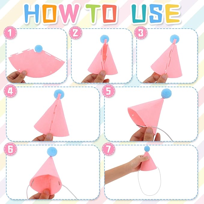 24 Pcs Mini Party Hat for Stuffed Animals Birthday Hat Decor for Doll Pets Dog Cat Rabbit Puppies Costume