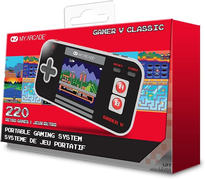 My Arcade Gamer V Classic-Red: Portable Gaming System with 220 Games, 2.5" Color Display, Pocket Size (DGUN-3911)