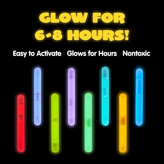 JOYIN 400 Mini Glow Sticks(1.7"), 8 Colors, Glow in The Dark for Easter Eggs Party Favors,Easter Basket Stuffer Party Pack, Weddings Classroom Decorations Prizes