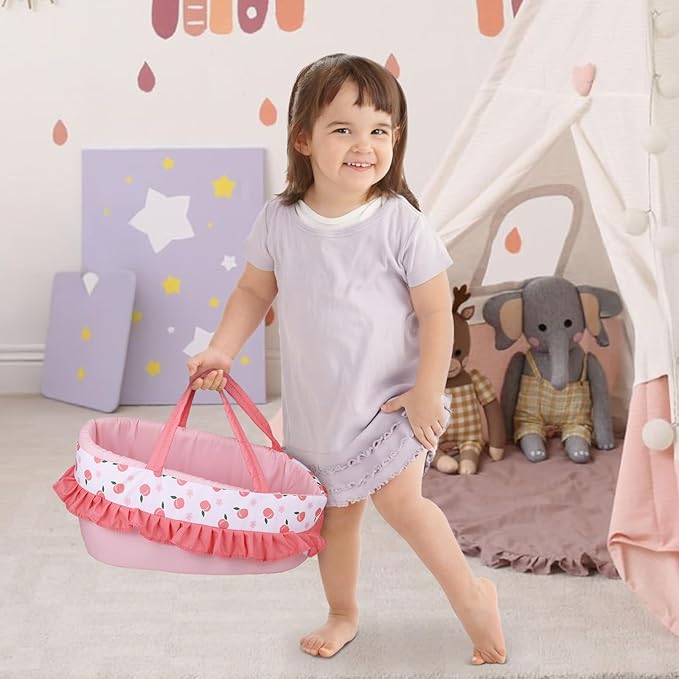 GAGAKU Baby Doll Bassinet Carrier, 12 Inch Baby Doll Accessories Set, Baby Doll Carrier Accessories for 12 Inch Baby Dolls, Including Magic Baby Bottle, Bib, Pacifier, Diaper
