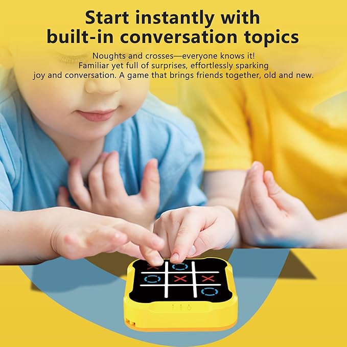Tic Tac Toe Bolt Game, 3-in-1 Handheld Puzzle Console for Memory & Education, Portable Travel Board Games for Kids Adults, All Ages Birthday Gift (Orange)