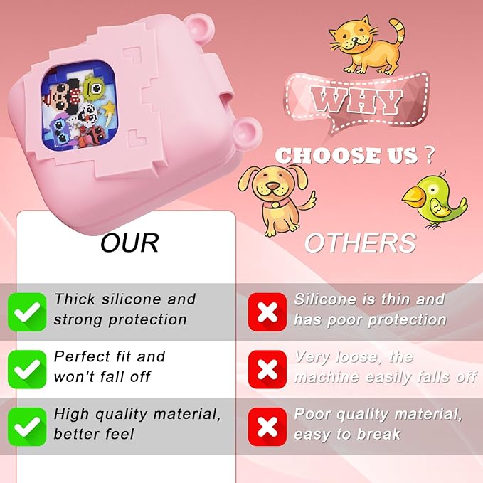 MGZNMTY Silicone Case for Bitzee Disney Interactive Toy Digital Pet and Case, Protective Skin Cover for New Bitsy Electronic Virtual Pet (Pink)