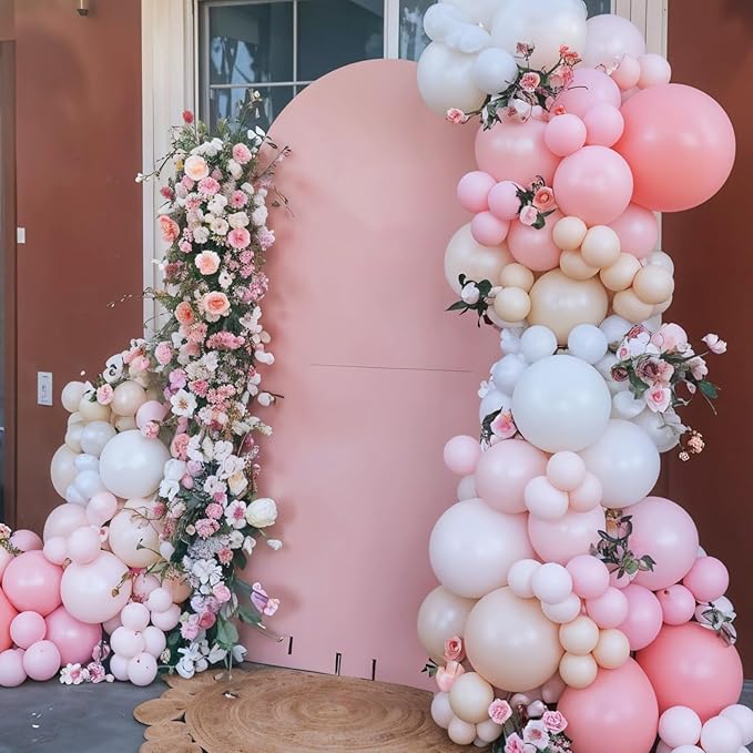 Light Pink Balloons, 12 Inch Pastel Macaron Pink and White Sand Nude Beige Pearl White Boho Balloons for Girls Women Birthday Party Wedding Engagement Bachelorette Bridal Baby Shower Decoration