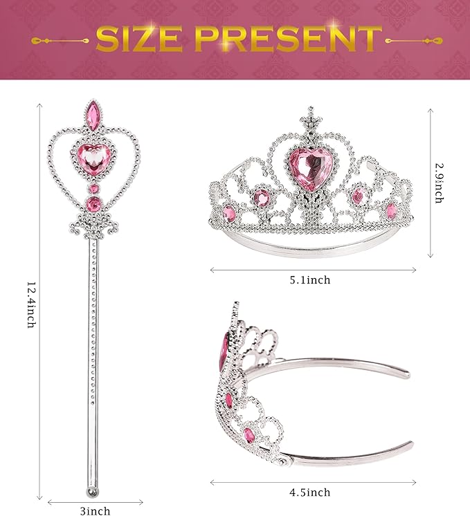 Princess Dress Up Accessories Princess Crown Tiara for Little Girls, Toddler Tiara crown Wand Toy Gifts for 3-6 Girl