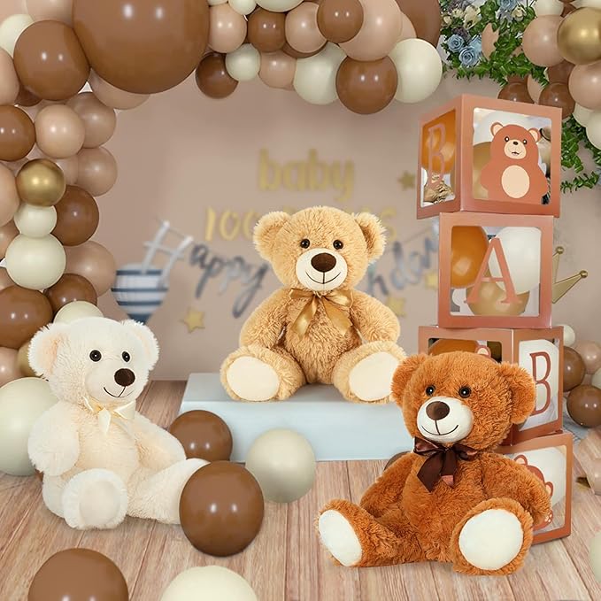 MorisMos Medium Teddy Bear Stuffed Animals, 18 Inch Bulk Teddy Bears Plush for Kids, Medium Size Bears for Nursery, Baby Shower