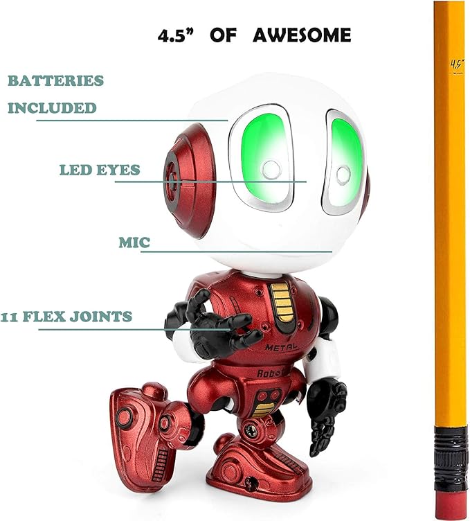 Sopu Stocking Stuffers, Rechargeable Robot Toys Mini Talking Robot with Repeats Waht You Say, LED Lights and Cool Sounds Interactive Toy Christmas Stocking Stuffers for Kids Adults(Red)