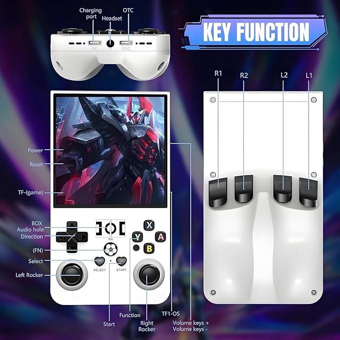 2025 New Upgrade R36MAX Retro Handheld Game Console, 4.0 Inch IPS Video Gaming Console with 64GB TF Card Over 20000+ Pre-Installed Retro Games, 4000mAh Battery (White)