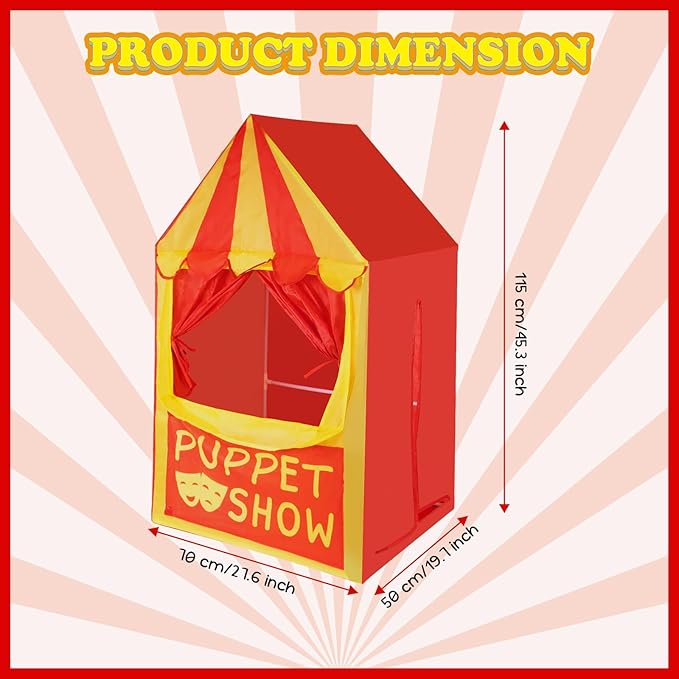 Eave Style Puppet Theater,Puppet Show and Lemonade Stand for Tabletop Drama Performance Role Playing, Indoor & Outdoor Dramatic Pretend Play