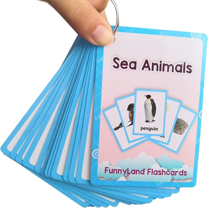 Zwttey Wild/Farm/Sea Animals Body Parts Learning English Flash Cards Kids Montessori Toys Baby Cards Child Pocket Card Pre-Kindergarten