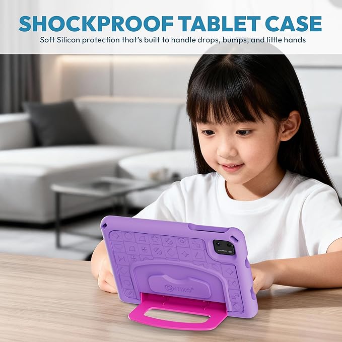 Contixo A7 Kids Tablet with 14 Apps, Lingokids & Epic, 7" HD Screen, Android 15, Parental Controls, WiFi, 3+32GB Storage, al Tablet for Kids Ages 3-12, Boys & Girls Gift, Purple