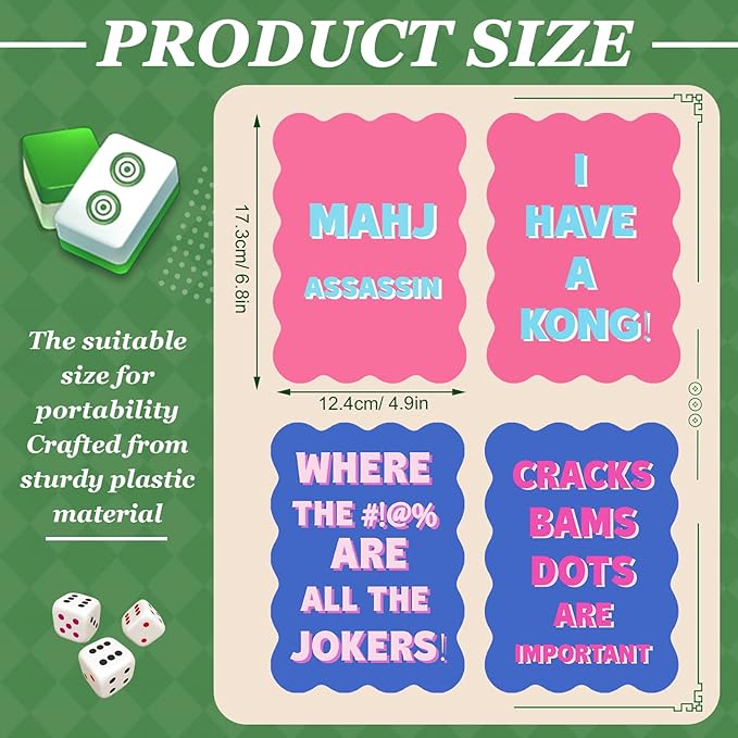 Soulchen 4 Pcs Mahjong Tile Mixer Shufflers for Mixing and Shuffling Tiles Plastic Mahjong Accessories Gifts for Lovers Games Decorative Printed Design (Pink & Blue Style)