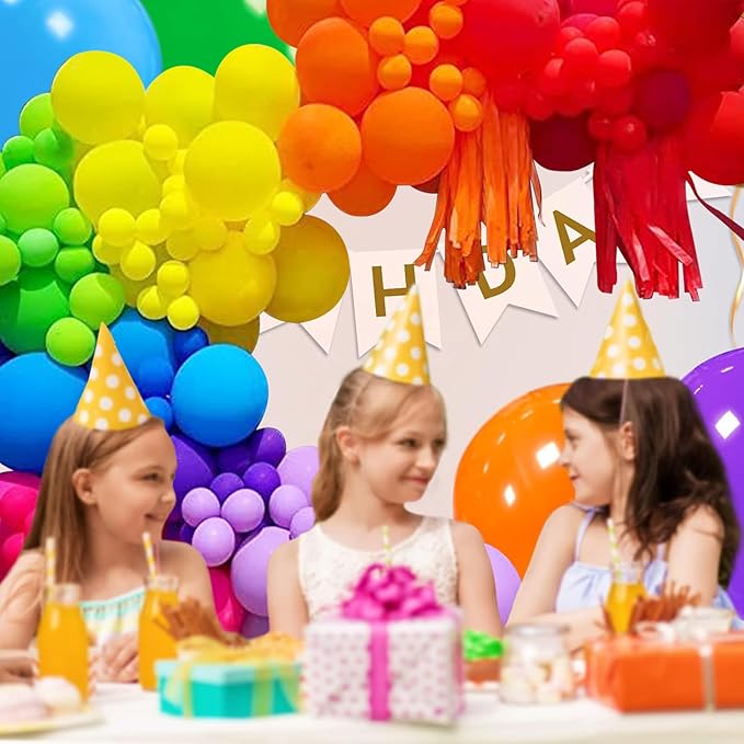 Rainbow Balloons 60 Pcs 12 Inch Latex Colorful Balloons for Balloon Garland or Arch as Birthday Party Baby Shower Wedding Party Decoration