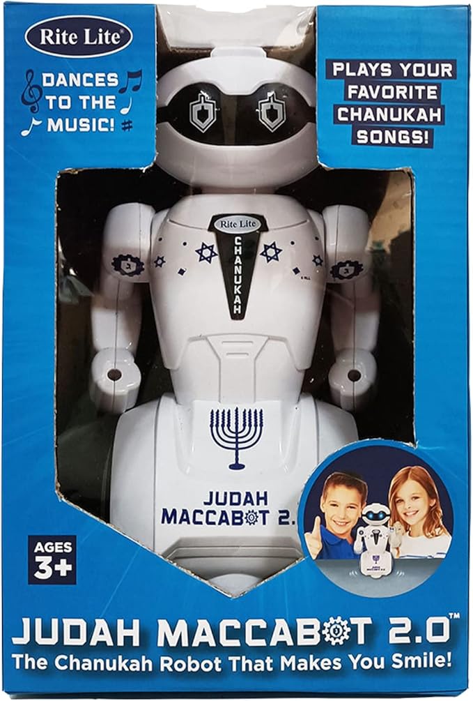 Rite Lite Maccabot 2.0 Chanukah Robot - Great Hanukkah Gift for Kids! - Hanukkah Robot Toy Plays 3 Chanukah Songs