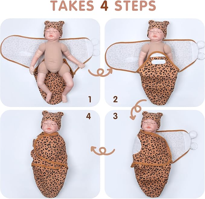 Reborn Baby Doll Clothes Accessories with Leopard Print Pattern for 17-20 Inch Reborn Newborn Baby Dolls