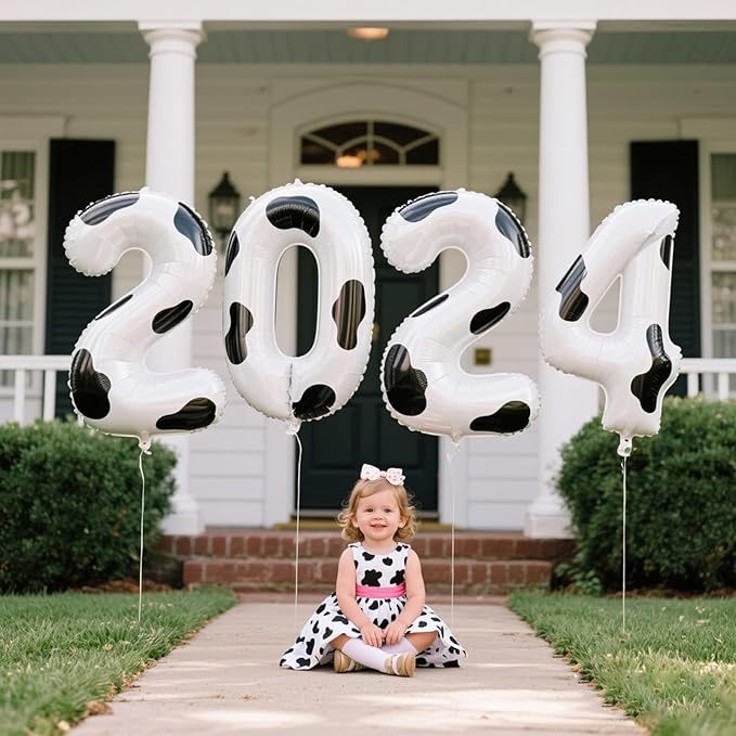 40 Inch Cow Print Balloon Number 2 Giant Two Balloons Number Birthday Decorations, 2nd 12 20 21st Party Celebration Decorations Digital Balloon Wedding Anniversary Party Supplies