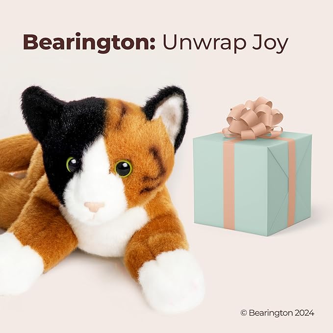 Bearington Lil' Callie Stuffed Animal - 8" Posable Kitty Plush Stuffy with Soft Tricolor Fur and Weighted Inner Bean Bags - Adorable Calico Kitten Plushie Toy and Cuddly Gift for Kids and Cat Lovers