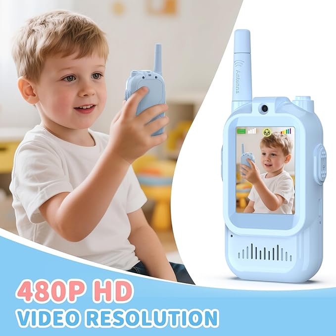 BlueFire Kids Walkie Talkies with Video – Screen Display Toy Radios with Voice Effects, One-on-One Pairing, Long Range – Birthday Toys Gifts for Boys & Girls Ages 3–12 (Pink+Blue)